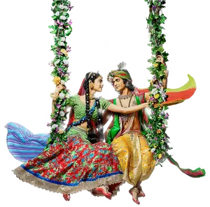 Radha Krishna Swing Festivities PNG Image