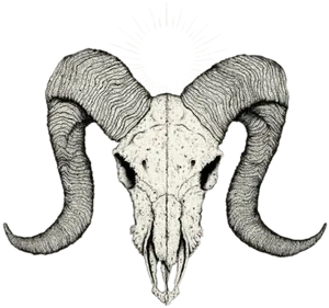 Radiant Horned Skull Illustration.png PNG Image