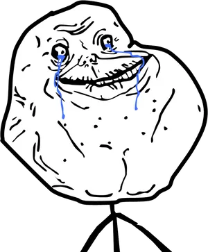 Rage Comic Forever Alone Crying PNG Image