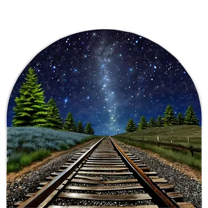 Railroad Tracks Under Starry Night Png 06122024 PNG Image