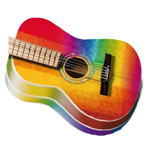 Rainbow Color Acoustic Guitar Png Kjm65 PNG Image