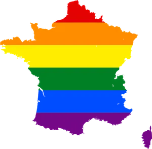 Rainbow Colored France Outline PNG Image