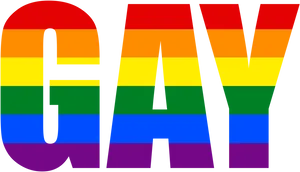 Rainbow Colored Gay Text PNG Image