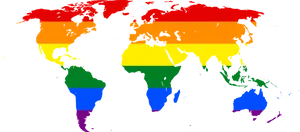Rainbow Colored World Map PNG Image