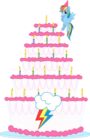 Rainbow Dash Birthday Cake Topper PNG Image