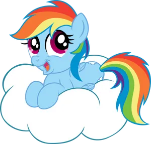 Rainbow Dash On Cloud Illustration PNG Image