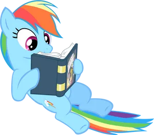 Rainbow Dash Reading Book PNG Image