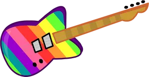 Rainbow Electric Guitar Illustration PNG Image