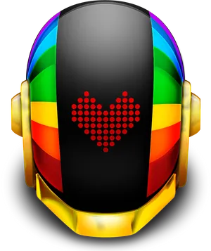 Rainbow Heart Daft Punk Helmet PNG Image