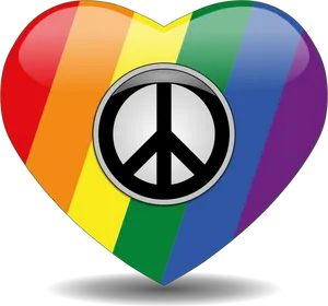 Rainbow Heart Peace Symbol PNG Image