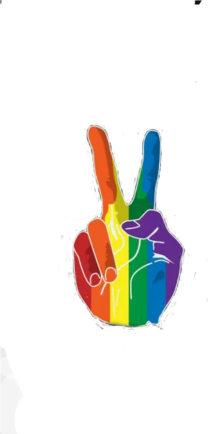 Rainbow Peace Sign Hand Gesture PNG Image