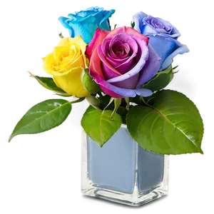 Rainbow Roses Arrangement Png Mge49 PNG Image