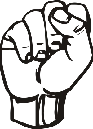 Raised Black Fist Silhouette PNG Image