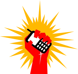 Raised Fist With Phone Revolution Symbol PNG Image