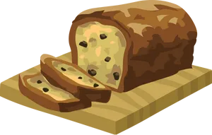 Raisin Bread Loafon Cutting Board PNG Image