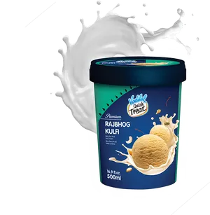 Rajbhog Kulfi Packaging Splash PNG Image