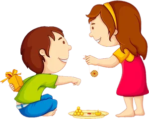 Raksha Bandhan Celebration Cartoon PNG Image