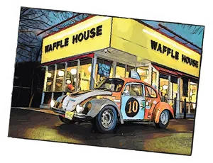 Rally Car Outside Waffle House PNG Image