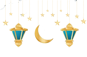 Ramadan Crescent Moonand Stars PNG Image