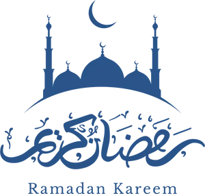 Ramadan Kareem Greeting Blue PNG Image