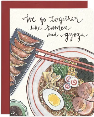 Ramenand Gyoza Togetherness Card PNG Image