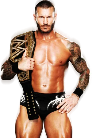 Randy Orton W W E Champion Pose PNG Image