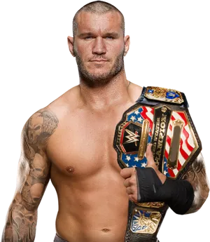 Randy Ortonwith Championship Belt PNG Image