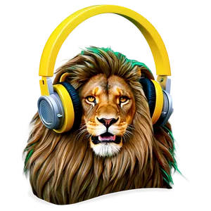 Rasta Lion With Headphones Png Bla PNG Image