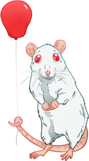 Ratwith Red Balloon Illustration PNG Image