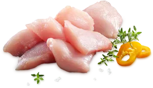 Raw Chicken Breast Herbs Spices PNG Image