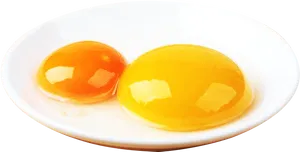 Raw Eggs Cracked Open White Plate PNG Image