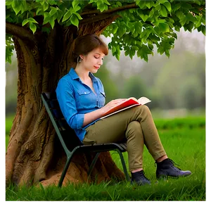 Reading Book Under Tree Png Iiy94 PNG Image