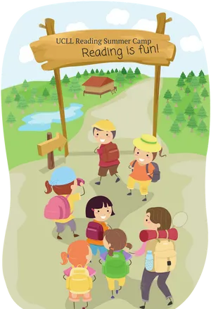 Reading Summer Camp Fun Illustration PNG Image