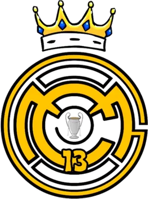 Real Madrid Logowith Champions League Trophies PNG Image