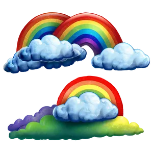 Realistic Rainbow With Clouds Png Kxx PNG Image