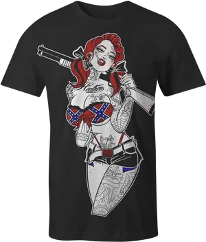 Rebel Pinup Tattoo Design Tshirt PNG Image