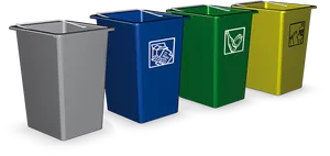 Recycling Bins Color Coded PNG Image