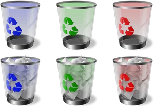 Recycling Bins Color Coded Separation PNG Image