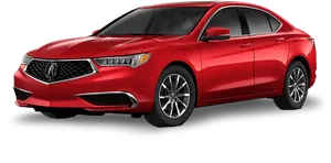 Red Acura Sedan Profile View PNG Image