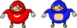 Red_and_ Blue_ Knuckles_ Pixel_ Art PNG Image