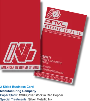 Red Anvil Manufacturing Business Card Design PNG Image