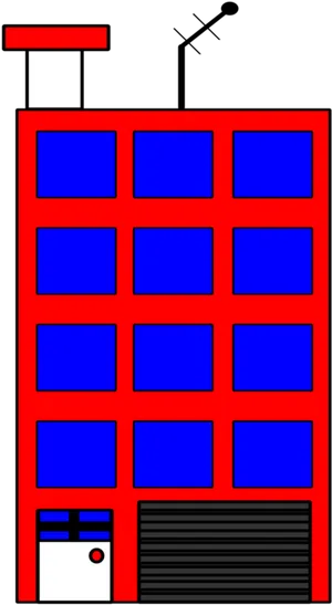 Red Apartment Building Cartoon PNG