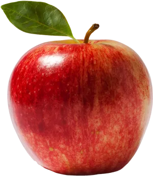 Red Apple With Leaf PNG Image