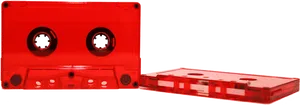 Red Audio Cassetteand Case PNG Image