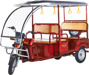 Red Auto Rickshaw Side View PNG Image