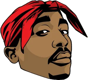 Red Bandana Rapper Cartoon PNG Image