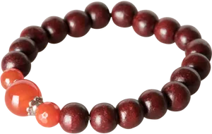 Red Beaded Braceletwith Orange Accent PNG Image