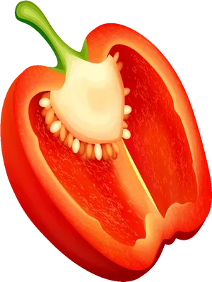 Red Bell Pepper Half Cross Section PNG Image