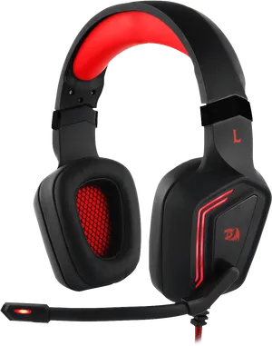 Red Black Gaming Headsetwith Microphone PNG Image