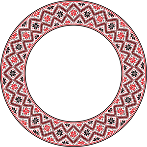 Red Black Geometric Round Frame PNG Image